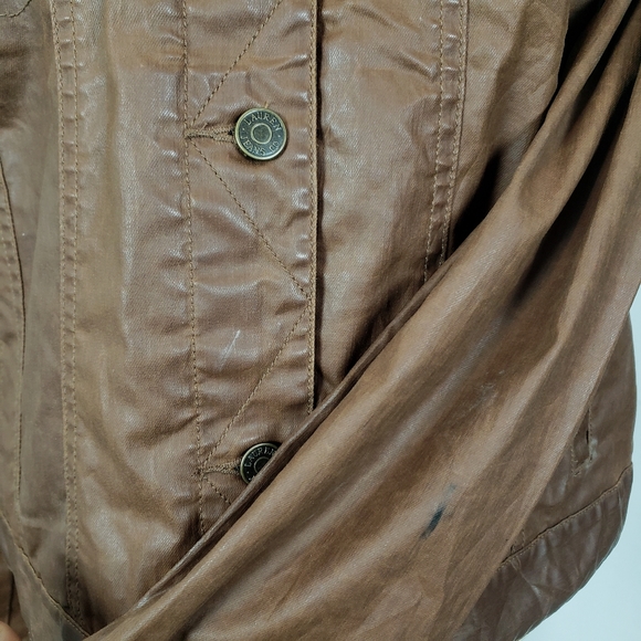 Ralph Lauren Brown Treated Canvas Textured Truck Style Jacket Leather Look XL - Picture 4 of 4